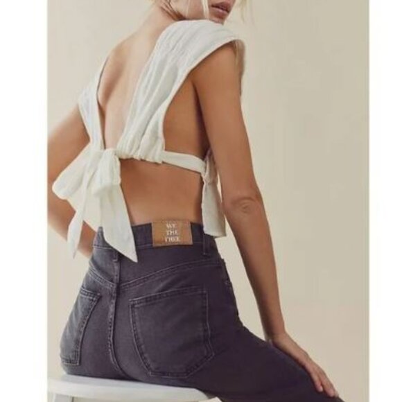 We the Free | Pacifica Straight Leg Jeans Rigid Denim High Rise in Worn Black 31 - Picture 11 of 11